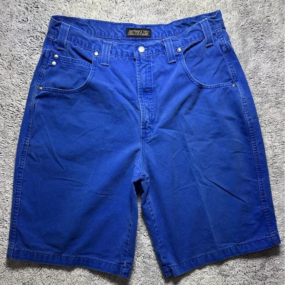 Vintage 90s Streetwear Mens 38 Faded Baggy Loose Denim Short Green Skater Grunge